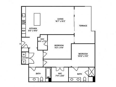 Sentral Old Town - B7 2BR 2BA Floor Plan